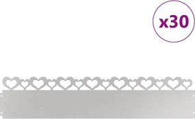 vidaXL Περιγράμματα γκαζόν 30 pcs Ασημί 103 x 0,05 x 22 εκ