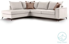 Γωνιακός καναπές δεξιά γωνία Romantic pakoworld ύφασμα cream-mocha 290x235x95εκ