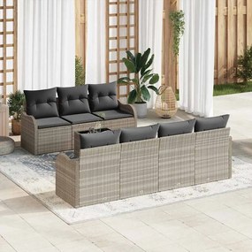 vidaXL Σετ Καναπέ Κήπου 8 pcs Ανοιχτό γκρι 55 x 55 x 37 εκ Πολυ ράταν