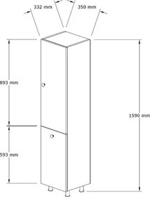 Ντουλάπα-στήλη μπάνιου Gingo pakoworld μελαμίνης λευκό 33x35x159εκ
