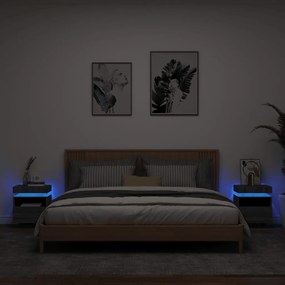 Κομοδίνα με Φώτα LED 2 τεμ. Γκρι Sonoma 40x39x48,5 εκ.