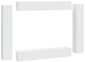 vidaXL Σετ Επίπλου Τηλεόρασης 8 Τεμαχίων Λευκό από Επεξεργασμένο Ξύλο