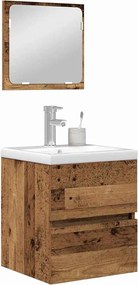 vidaXL Σετ Επίπλων Μπάνιου με συρτάρι 2 pcs Παλαιό Ξύλο και Λευκό
