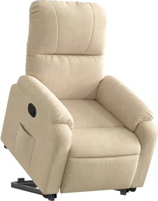 vidaXL Πολυθρόνα Ανακλινόμενη με Ανύψωση Κρεμ Ύφασμα Μικροϊνών