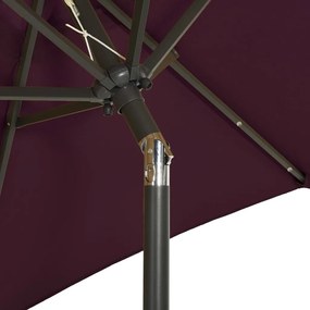 Ομπρέλα με LED Μπορντό 200 x 211 εκ. Αλουμινίου - Κόκκινο