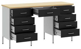 vidaXL Ντουλάπα Εργασίας με συρτάρι 3 pcs Μαύρο 150 x 55 x 85 εκ