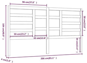 Κεφαλάρι Κρεβατιού Γκρι 206x4x104 εκ. από Μασίφ Ξύλο Πεύκου - Γκρι