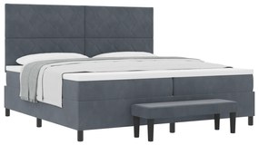 vidaXL Κρεβάτι Σπαστής Βάσης με Στρώμα & Πάγκο Σκούρου Γκρι 200x200 cm Βελούδο
