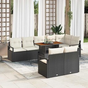 vidaXL Σετ Καναπέ Κήπου με αποθήκευση 9 pcs Μαύρο Πολυ ράταν