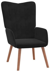 vidaXL Πολυθρόνα Relax Μαύρη Βελούδινη με Σκαμπό