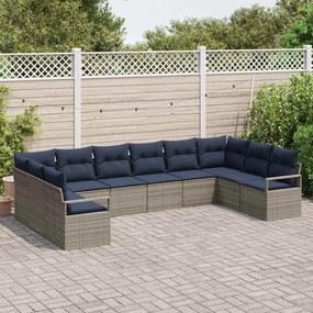 vidaXL Σετ Καναπέ με μαξιλάρι 10 pcs Γκρι συνθετικό ρατάν