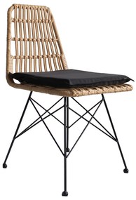 Καρέκλα Κήπου  ALFONSE Φυσικό/Μαύρο Μέταλλο/Rattan 47x62x81cm - ART-14510010