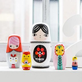 Ξύλινο Παιχνίδι Μπαμπούσκες (Σετ 5τμχ) Petit Monkey Fleur And Friends PTM-ND4