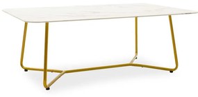 Coffee table Paris glass 8mm marble pattern-golden 120x80x45cm 120x80x45 εκ.