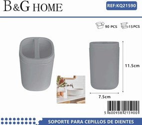 Θήκες οδοντόβουρτσας πλαστικές σε σετ 5Χ - Grey - 21590