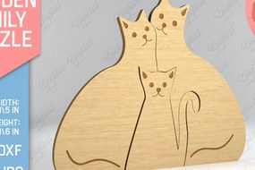 Intra απο ξύλο plywood 3mm-4mm πάχος Γάτα . Ξύλινο Family Puzzle  Δίασταση 30x20 cm INTRAFABR-83146988