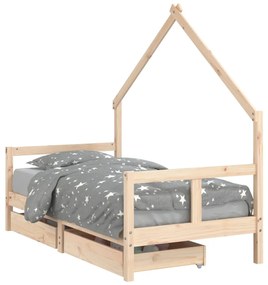 vidaXL Πλαίσιο Παιδικού Κρεβατιού με Συρτάρια 80x160 εκ. Ξύλο Πεύκου