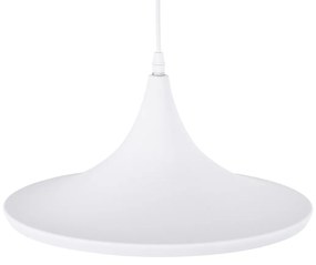 GloboStar SHANGHAI WHITE 01026-B Μοντέρνο Κρεμαστό Φωτιστικό Οροφής Μονόφωτο 1 x E27 Λευκό Μεταλλικό Καμπάνα Φ37 x Υ17cm