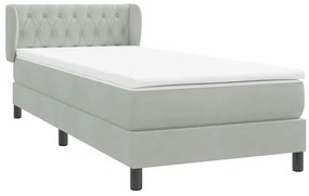 vidaXL Κρεβάτι Boxspring με Στρώμα Ανοιχτό Γκρι 100x210 εκ. Βελούδινο