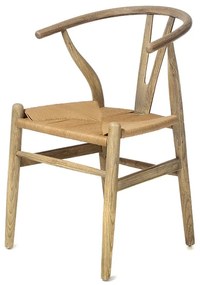 Καρέκλα ξύλινη γκρι πατίνα με ψάθινο κάθισμα - 715-3087