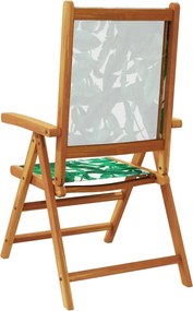 vidaXL Καρέκλες Κήπου 2 τεμ. Σχέδιο Φύλλων Μασίφ Ακακία &amp; Ύφασμα