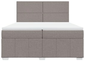 Κρεβάτι Boxspring με Στρώμα Taupe 200x200 εκ. Υφασμάτινο - Μπεζ-Γκρι