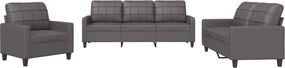 vidaXL Πολυθρόνες Σετ 3 Τεμαχίων Γκρι Συνθετικό Δέρμα με Μαξιλάρια