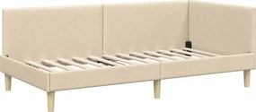 vidaXL Κρεβάτι Γωνίας Κρεμ 90 x 200 cm Ύφασμα
