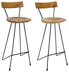 vidaXL Σκαμπό Μπαρ 2 τεμ. από Μασίφ Ξύλο Teak