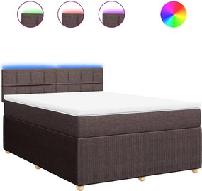 vidaXL Κρεβάτι Boxspring με Στρώμα Σκούρο Καφέ 140x190 εκ. Υφασμάτινο