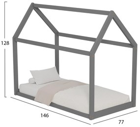 ΚΡΕΒΑΤΙ ΠΑΙΔΙΚΟ PEPE  τ.MONTESSORI ΞΥΛΟ ΠΕΥΚΟ ΓΚΡΙ- 140x70εκ