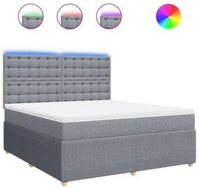 vidaXL Κρεβάτι Boxspring με Στρώμα Ανοιχτό Γκρι 180x200 εκ. Υφασμάτινο