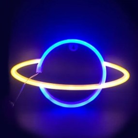 Διακοσμητική λάμπα LED πλανήτης ΚΡΟΝΟΣ (μπλε-κίτρινο) OEM