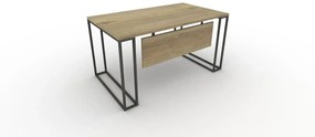 Εργασιακό Γραφείο Iron 140x80x74, Χρώμα Whiskey, Μελαμίνη / Μέταλλο