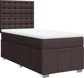 vidaXL Κρεβάτι Boxspring με Στρώμα Σκούρο Καφέ 100x200 εκ. Υφασμάτινο