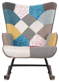 Πολυθρόνα Κουνιστή ArteLibre GERDA Patchwork Ύφασμα/Μέταλλο/Ξύλο 84x69x90cm