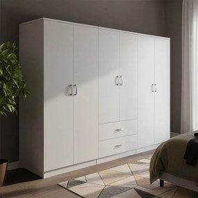 Ντουλάπα εξάφυλλη Athos I pakoworld λευκή 240x42x180εκ