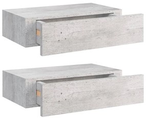 vidaXL Ράφια Τοίχου Συρτάρια 2 τεμ. Γκρι Σκυρ. 40x23,5x10 εκ από MDF