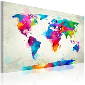 Πίνακας - Map of the world - an explosion of colors 90x60