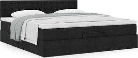 vidaXL Οθωμανικό κρεβάτι με στρώμα Μαύρο 160x200cm Ύφασμα