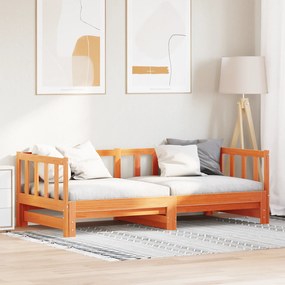 vidaXL κρεβάτι ημέρας  με κρεβάτι κάτω καφέ 180x200 εκ. Μασίφ ξύλο πεύκου