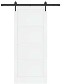 vidaXL Συρόμενη Πόρτα Λευκό 86 x 198.5 cm Μασίφ ξύλο πεύκου