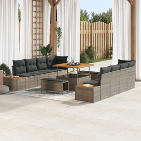 vidaXL Σετ Καναπέ Κήπου με μαξιλάρι 11 pcs Γκρι
