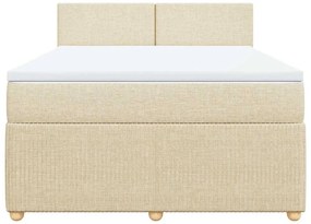 vidaXL Κρεβάτι Boxspring με Στρώμα Κρεμ 140x190 εκ. Υφασμάτινο