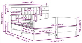 ΚΡΕΒΑΤΙ ΒΙΒΛΙΟΘΗΚΗ ΧΩΡΙΣ ΣΤΡΩΜΑ 180X200 ΕΚ ΜΑΣΙΦ ΞΥΛΟ ΠΕΥΚΟΥ 3323135