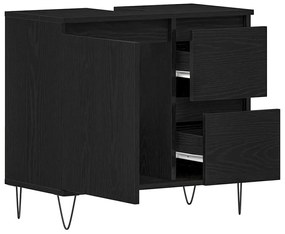 vidaXL Ντουλάπι Νιπτήρα Μαύρη Οξυά 65 x 33 x 60 εκ Επεξεργασμένο ξύλο