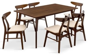 Intrahome Tραπεζαρία Benson - Orlean Intrahome σετ 7τμχ καρυδί - ύφασμα μπεζ 150x90x75εκ | SKU: INTRAPA-311111299
