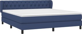 vidaXL Κρεβάτι Boxspring με Στρώμα Μπλε 160x200 εκ. Υφασμάτινο