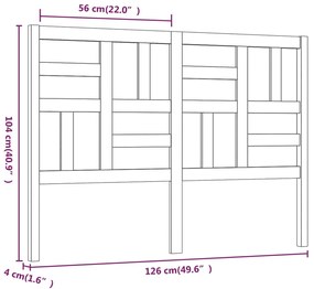 vidaXL Κεφαλάρι Κρεβατιού Μελί 126 x 4 x 104 εκ. από Μασίφ Ξύλο Πεύκου