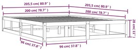 Πλαίσιο Κρεβατιού 200 x 200 εκ. από Μασίφ Ξύλο - Καφέ